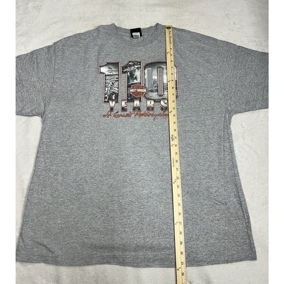Harley Davidson 110 Year Anniversary Gray Double-sided Graphic T-Shirt Size 2XL - Picture 7 of 10